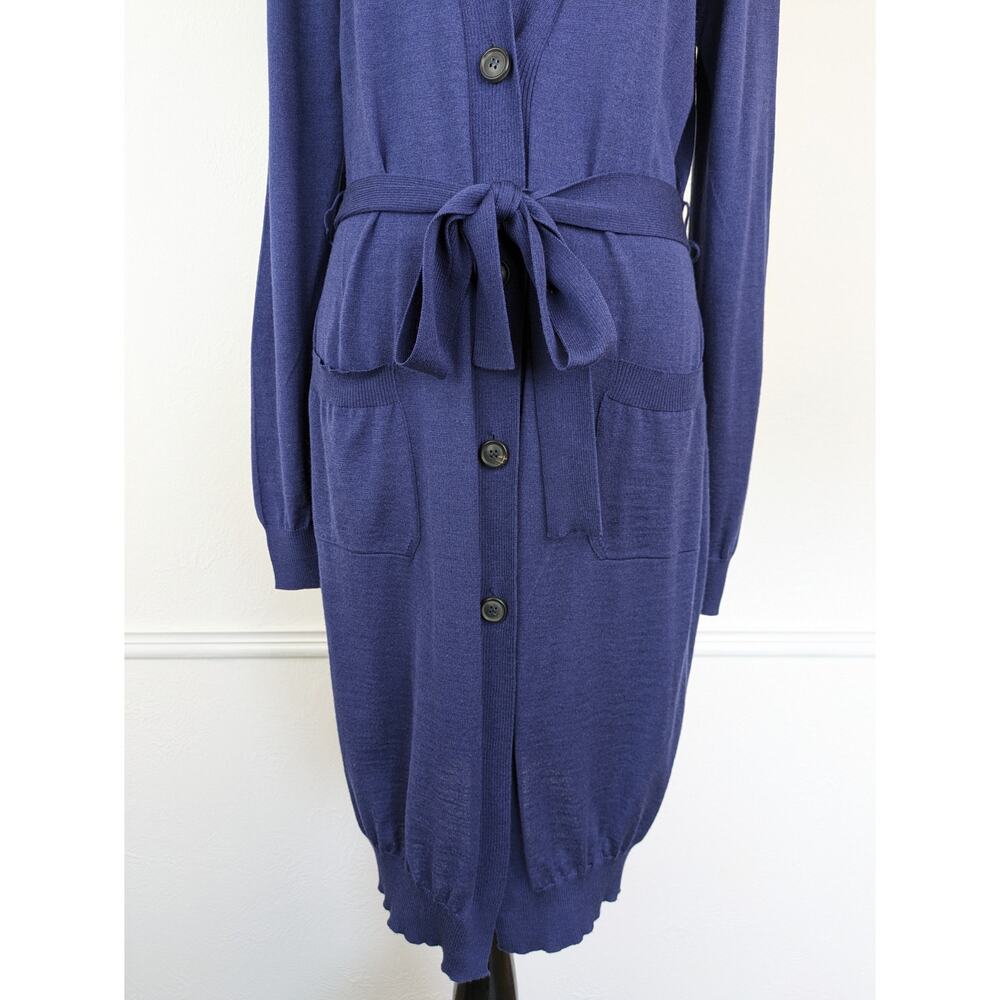 Piazza Sempione Cardigan Sweater Wool Silk Long Knit Fall Winter Blue Size S - Picture 4 of 11